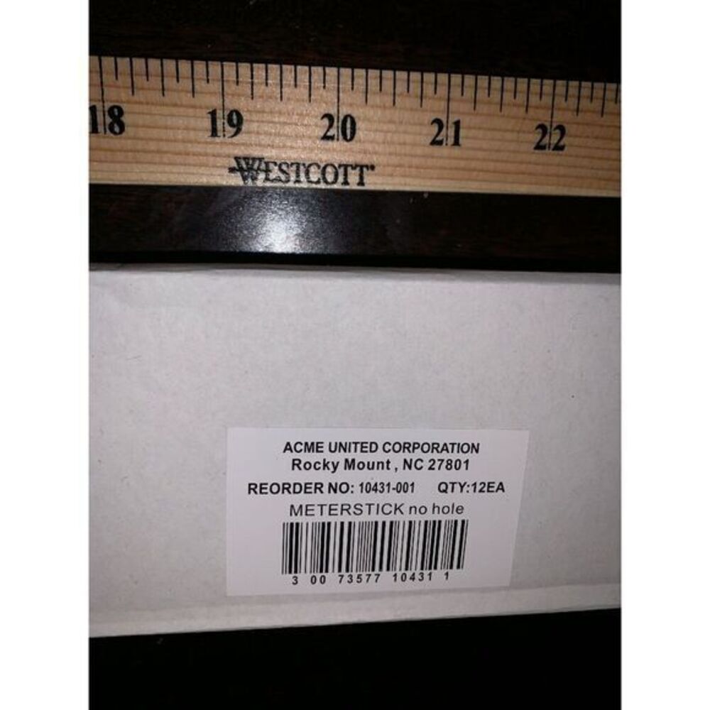 CASE OF 12 ACME, WESTCOTT 10431 METERSTICK, WOOD, NO HOLE‎ - NEW